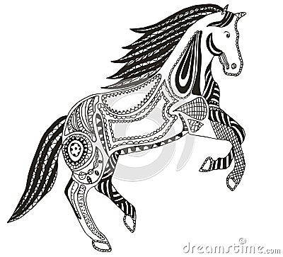 Zentangle stylized horse, swirl, illustration, vector, freehand Vector Illustration