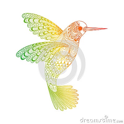 Zentangle stylized Hummingbird. Hand Drawn illustration Cartoon Illustration