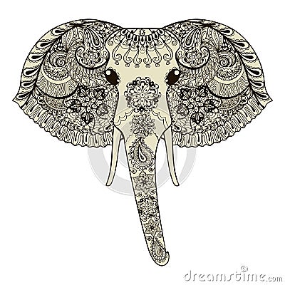 Zentangle stylized Indian Elephant. Hand Drawn vector illustrati Vector Illustration