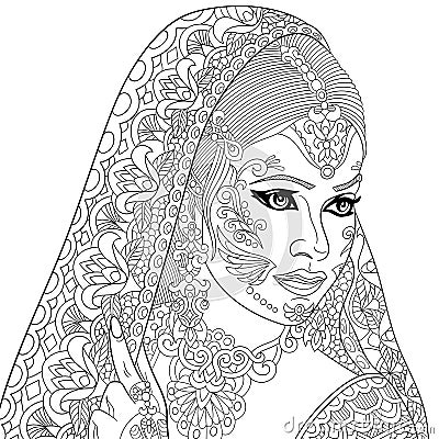 Zentangle stylized indian woman Vector Illustration