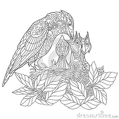 Zentangle stylized jay bird Vector Illustration