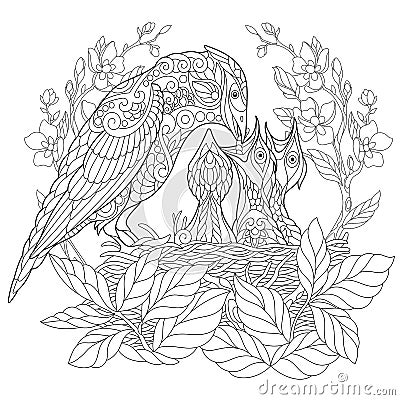 Zentangle stylized jay bird Vector Illustration