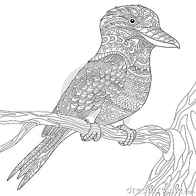 Zentangle stylized kookaburra bird Vector Illustration