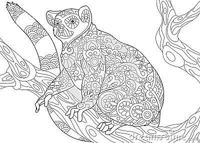 Zentangle stylized lemur Vector Illustration