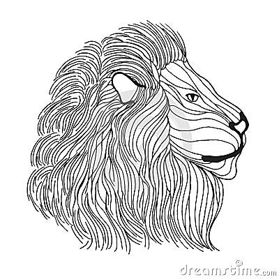 Zentangle stylized lion head. Sketch for tattoo or t-shirt. Vector Illustration