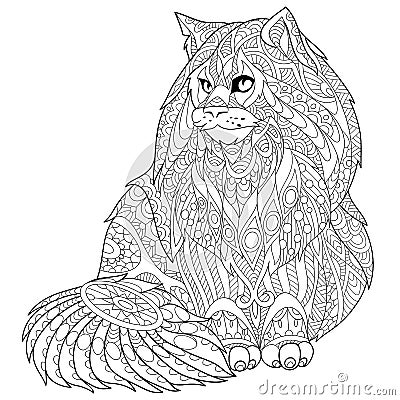 Zentangle stylized maine coon cat Vector Illustration