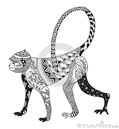 Zentangle stylized monkey, chinese zodiac Cartoon Illustration