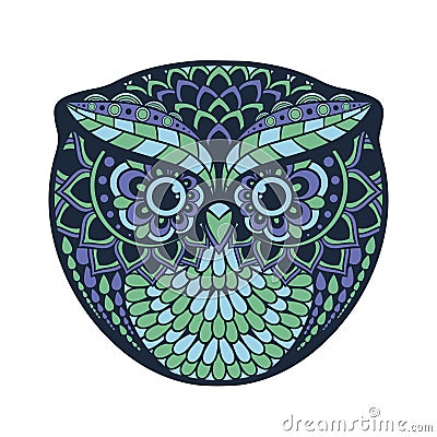 Zentangle stylized owl. Hand draw patterned animal illustration. Vector Illustration