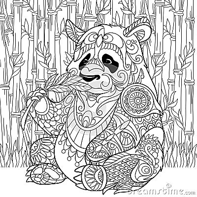 Zentangle stylized panda Vector Illustration