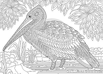 Zentangle stylized pelican Vector Illustration