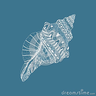 Zentangle stylized sea cockleshell. Hand Drawn aquatic doodle ve Vector Illustration