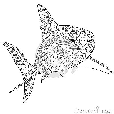 Zentangle stylized shark Vector Illustration