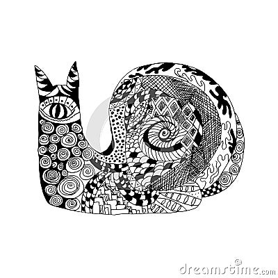 Zentangle stylized snail. Sketch for tattoo or t-shirt. Vector Illustration