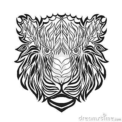 Zentangle stylized tiger head. Sketch for tattoo or t-shirt. Vector Illustration