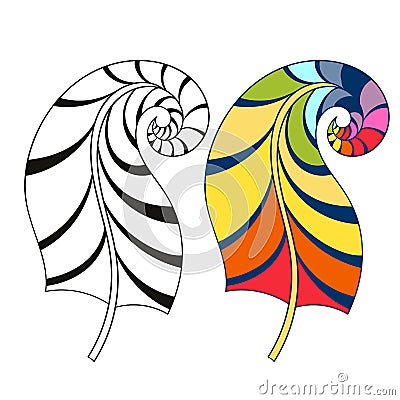 Zentangle stylized tribal rainbow color and monochrome feathers Vector Illustration