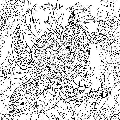 Zentangle stylized turtle Vector Illustration