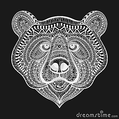 Zentangle stylized White Bear face. Hand Drawn doodle vector ill Vector Illustration