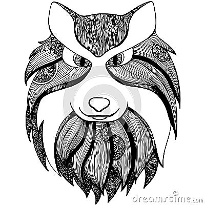 Zentangle stylized wolf. adult anti stress Coloring Page Vector Illustration