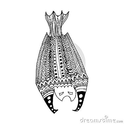 Zentangle totem bat adult-stress coloring page. Vector Illustration