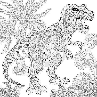 Zentangle tyrannosaurus dinosaur Vector Illustration