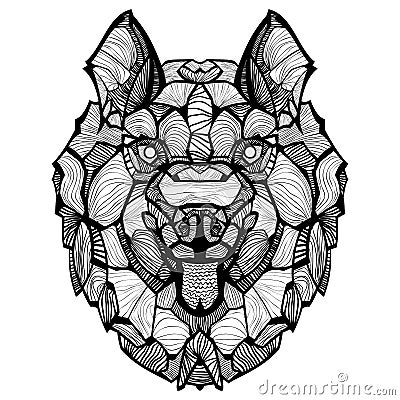 Zentangle vector Dog Husky. Vector Illustration