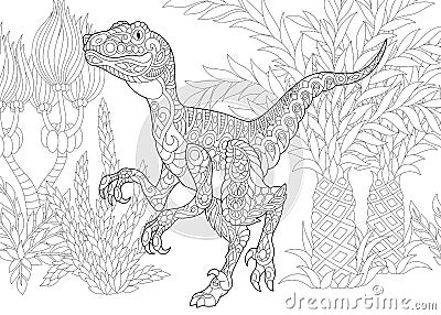 Zentangle velociraptor dinosaur Vector Illustration