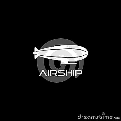 Zeppelin airship icon isolated on dark background Vector Illustration