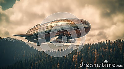 Zeppelin of a beautiful Transportation with futuristic design. AI Generated Stock Photo