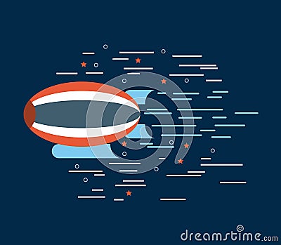 Zeppelin red white blue over navy background image Vector Illustration