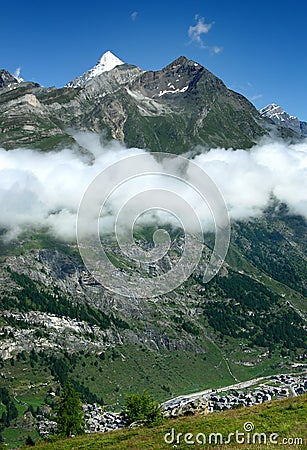 Zermatt ski resort and Weisshorn in Switzerland Stock Photo