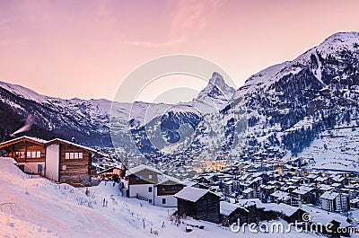 Zermatt at sunset Stock Photo