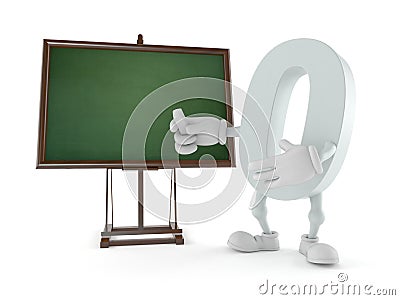 Zero character with blank blackboard Stock Photo