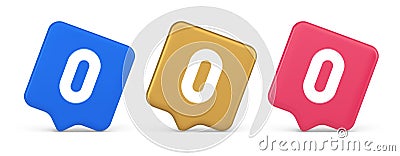 Zero character number button digital sign for math counting cyberspace communication 3d speech bubble icon Vector Illustration