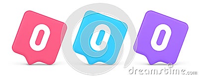Zero character number button digital sign for math counting cyberspace communication 3d speech bubble icon Vector Illustration