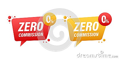 Zero Commission Speech Bubble Banners Vector Illustration with Percent Symbol Vector Illustration