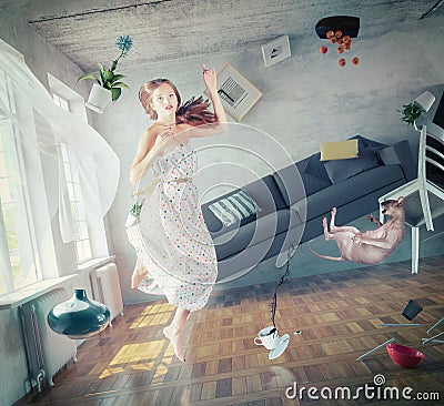 Zero gravity girl Stock Photo