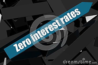 Zero interest rates word on the blue arrow Stock Photo