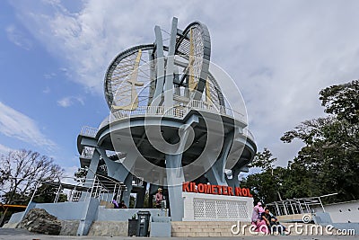 Zero or 0 Kilometer Monument of the Republic of Indonesia in Sabang, Pulau Weh, is a unique geographic marker of Indonesia. Editorial Stock Photo