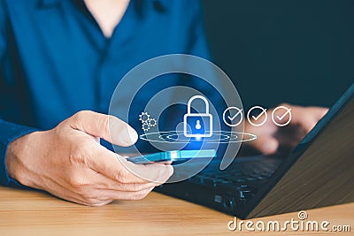 Zero trust protects the data of each network through authentication and all entry devices Stock Photo