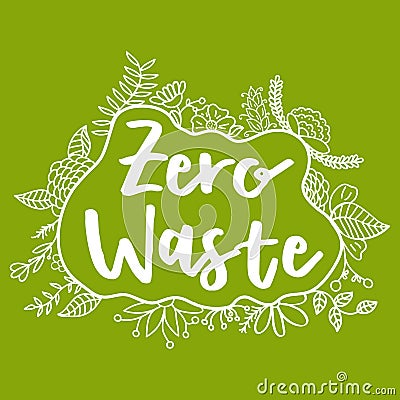 Zero Waste Concept. Hand drawn elements of zero waste life. Zero waste concept card Cartoon Illustration