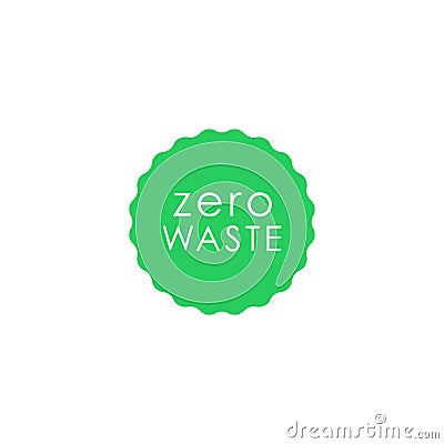 Zero waste green circle with wavy edge vector icon. Eco label, green emblem. Stock . Vector Illustration