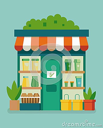 A zero waste grocery store that eliminates singleuse packaging by offering bulk options and reusable containers.. Vector Vector Illustration
