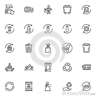 Zero waste line icons set Vector Illustration