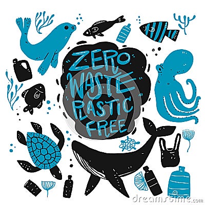 Zero waste Plastic free Vector Illustration