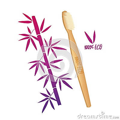 Zero waste vector illustration. Toothbrush bamboo Cartoon Illustration