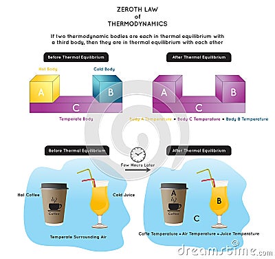 Zeroth Law of Thermodynamics Infographic Diagram Vector Illustration