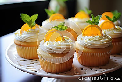 Zesty Citrus cupcakes. Generate Ai Stock Photo