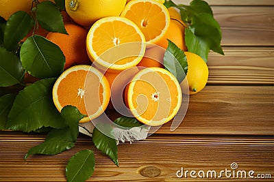 Zesty citrus fruits displayed on a fresh white wooden surface Stock Photo