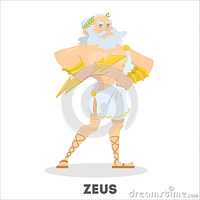 Zeus ancient greek god with a thunder Vector Illustration