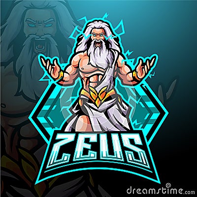 Zeus esport logo mascot design. Vector Illustration